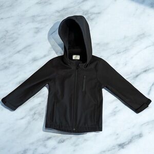 Class Club Black Soft-shell Hooded Chest Pocket Removable Hood Boy’s Jacket 4/5